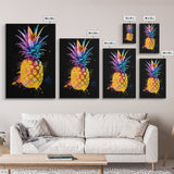 Retro Pineapple Painting Print, Framed Canvas Print, Kitchen or Dining Room Wall Art, Retro Home Decor, Pineapple Painting