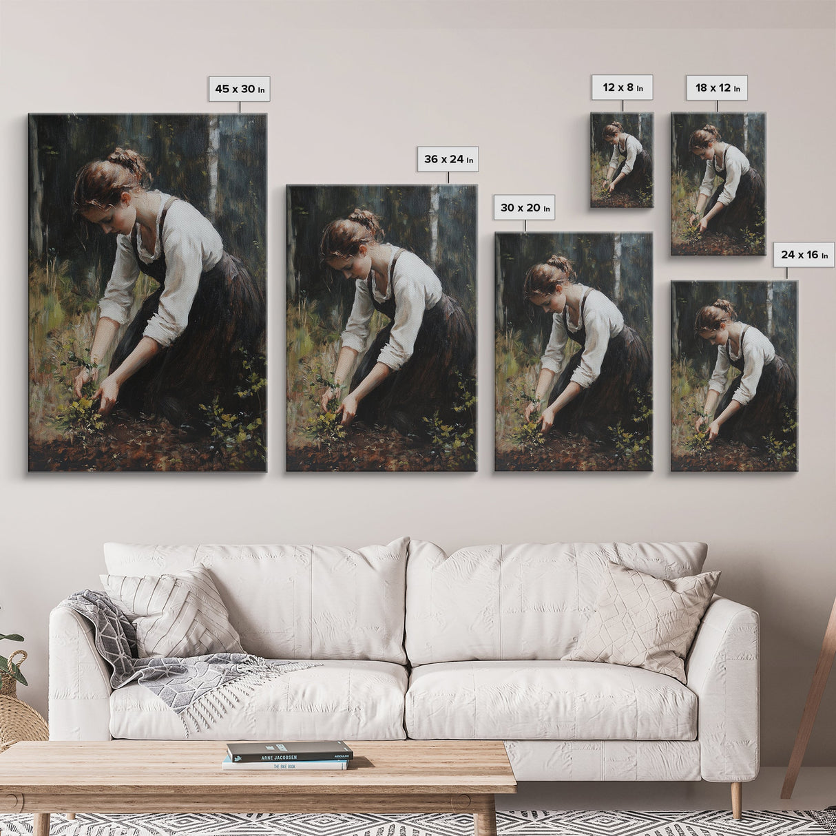 The Woman in The Garden Painting Print, Coquette Style Wall Art, Vintage Garden Print, Canvas Print, Canvas Wall Art, Abstract Whimsical Wall Art