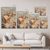 Victorian Christmas Village Art Canvas Print, Christmas Village Painting, Christmas Mantle Art, Christmas Centerpiece Wall Art