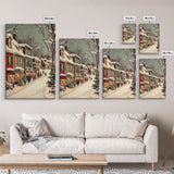 Christmas in Boston Framed Canvas Print, Christmas Village Wall Art, Christmas Prints, Christmas Decor Idea, Christmas Art