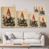 Painting of a Gnome Canvas Print - Framed Canvas - Minimalist Christmas Art - Boho Christmas Art - Rustic Christmas Art