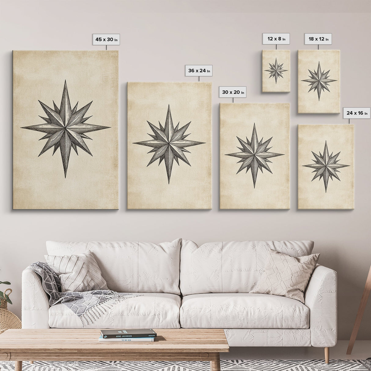 Sketch Of The North Star Canvas Print - Framed Canvas - Minimalist Christmas Art - Boho Christmas Art - Rustic Christmas Art