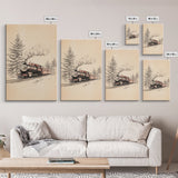 The Polar Express Train Canvas Print - Framed Canvas - Minimalist Christmas Art - Boho Christmas Art - Rustic Christmas Art