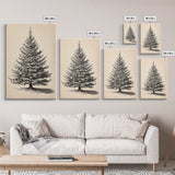 Sketch of a Christmas Tree Canvas Print - Framed Canvas - Minimalist Christmas Art - Boho Christmas Art - Rustic Christmas Art