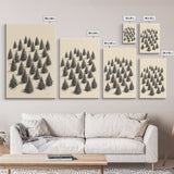 Sketch of a Christmas Tree Farm Canvas Print - Framed Canvas - Minimalist Christmas Art - Boho Christmas Art - Rustic Christmas Art