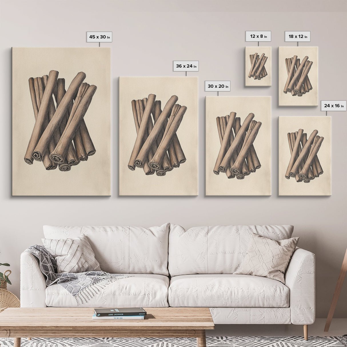 Christmas Cinnamon Sticks Canvas Print - Framed Canvas - Minimalist Christmas Art - Boho Christmas Art - Rustic Christmas Art