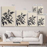 Vintage Holly Branch Canvas Print - Framed Canvas - Minimalist Christmas Art - Boho Christmas Art - Rustic Christmas Art