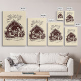 Retro Nativity Scene Canvas Print - Framed Canvas - Minimalist Christmas Art - Boho Christmas Art - Rustic Christmas Art