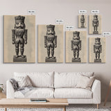Vintage Nutcracker Canvas Print - Framed Canvas - Minimalist Christmas Art - Boho Christmas Art - Rustic Christmas Art