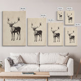 Reindeer Canvas Print - Framed Canvas - Minimalist Christmas Art - Boho Christmas Art - Rustic Christmas Art
