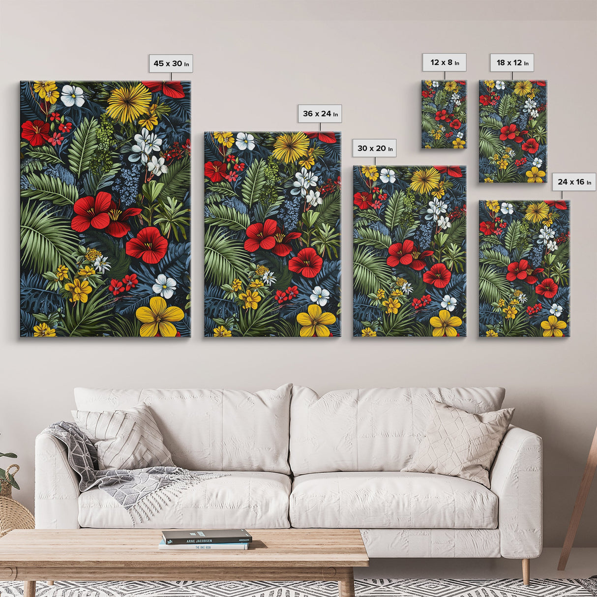 Jungle Painting Canvas Print, Mid-Century Modern Wall Art, Retro Home Decor, Wood Framed Canvas, Home Decor, Office Decor Gift Idea