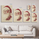 Sainta Clause Painting Canvas Print - Framed Canvas - Minimalist Christmas Art - Boho Christmas Art - Rustic Christmas Art
