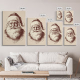 Vintage Santa Painting Canvas Print - Framed Canvas - Minimalist Christmas Art - Boho Christmas Art - Rustic Christmas Art