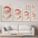 Reto Santa Portrait Canvas Print - Framed Canvas - Minimalist Christmas Art - Boho Christmas Art - Rustic Christmas Art - Santa Painting