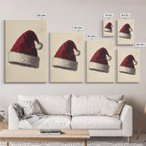 Santa's Hat Canvas Print - Framed Canvas - Minimalist Christmas Art - Boho Christmas Art - Rustic Christmas Art