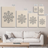 Sketch of a Snowflake Canvas Print - Framed Canvas - Minimalist Christmas Art - Boho Christmas Art - Rustic Christmas Art