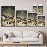 Huge Christmas Tree In The Town Square, Christmas Village Wall Art, Framed Canvas Print, Christmas Canvas Art