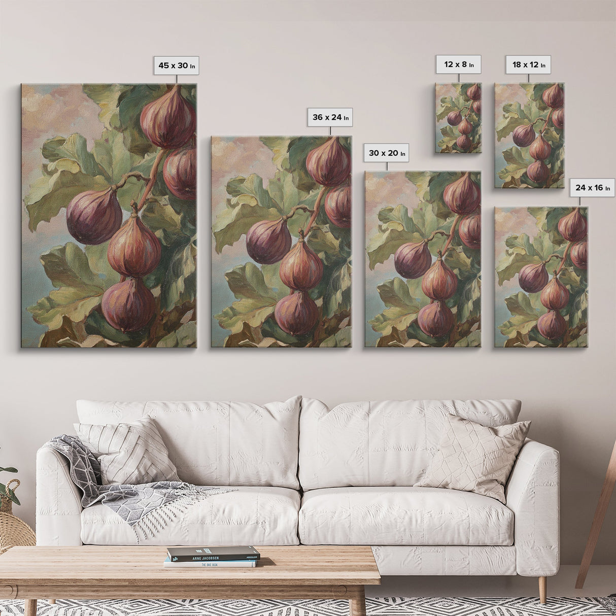 Figs On The Vine Framed Canvas Print - Kitchen Wall Art - Figs Painting