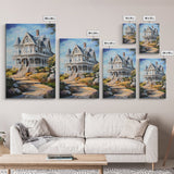 Cape Code Style House Painting Print, Nautical Decor, Maine Oil Painting, Beach House Wall Art