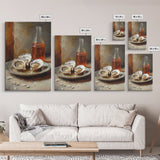 Retro Oysters Poster Canvas Print Kitchen Wall Art Oyster Kitchen Retro Food Art Coastal Seafood Bar Decor Cocktail Art