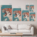 Tiger Roar Wabi Sabi Canvas Print, Wood Framed Wall Art, Japanese Style Art, Japanese Inspired Home Decor, Tiger Painting
