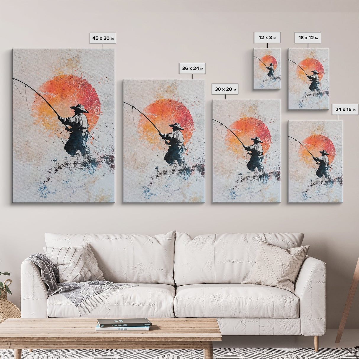 Fisherman Gift Idea, Fisherman Painting Print, Retro Wabi Sabi Fisherman Painting, Gift For Fisher, Fishing Gift, Gift For Dad