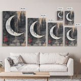 Wabi Sabi Crescent Moon Canvas Print - Moon Painting Wall Art - Moon Wall Art - Japanese Style Art - Japanese Style Decor