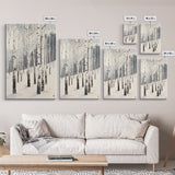 Winter Birch Tree Forest Framed Canvas Print, White Birch Trees In Winter Forest Landscape Art Print Minimalist Living Room Nature Wall Art