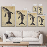 Large Minimalist Whale Wall Art Canvas Print, Animal Acrylic Style painting Framed Modern Wall Art FOr Living Room, Bedroom Decor