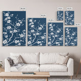 Forest Life Botanical Print - Framed Canvas Print - Chinoiserie Wall Art, Chinoiserie Painting, Blue Wall Art Ready To Hang