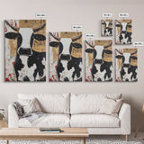 Moo Cow Wall Art, Wabi Sabi Canvas Print, Japanese Style Decor, Minimalist Cow Wall Art, Farmhouse Decor