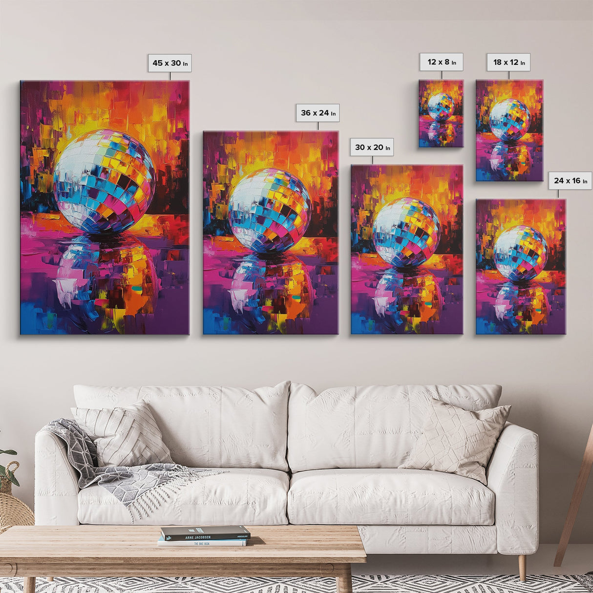 Reflections of a Disco Ball, Framed Canvas Print, Disco Ball Poster, Disco Ball Painting, Disco Ball Wall Art, Dance Studio Decor