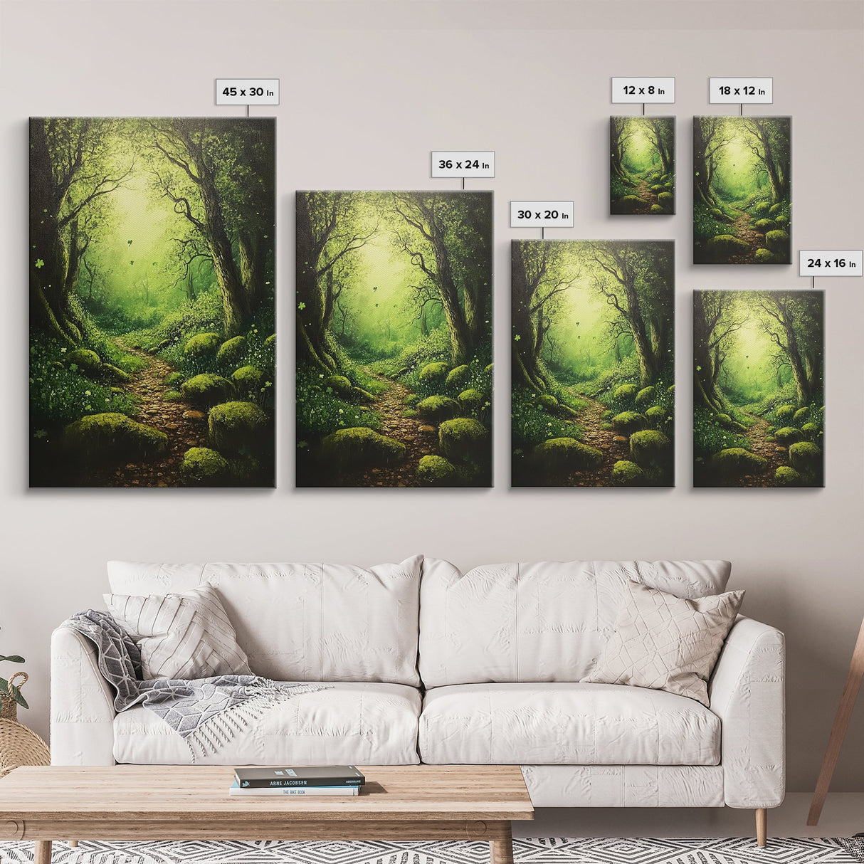 Forest At Dusk Painting Print, Spooky Art, Fantasy Art, Nature Landscape Painting Canvas Print, Landscape Decor, large wall art