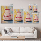 Large Original Birthday Cake Oil Painting Canvas Print, Abstract Wedding Cake, Wedding Decoration, Dessert Art, Kitchen Decor, Kitchen Art