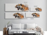 Panoramic Tiger Roar, Statement Piece Wall Art, Framed Canvas Print, Tiger Art, Tiger Painting, Tiger Print, Gift Idea for Him, Man cave art