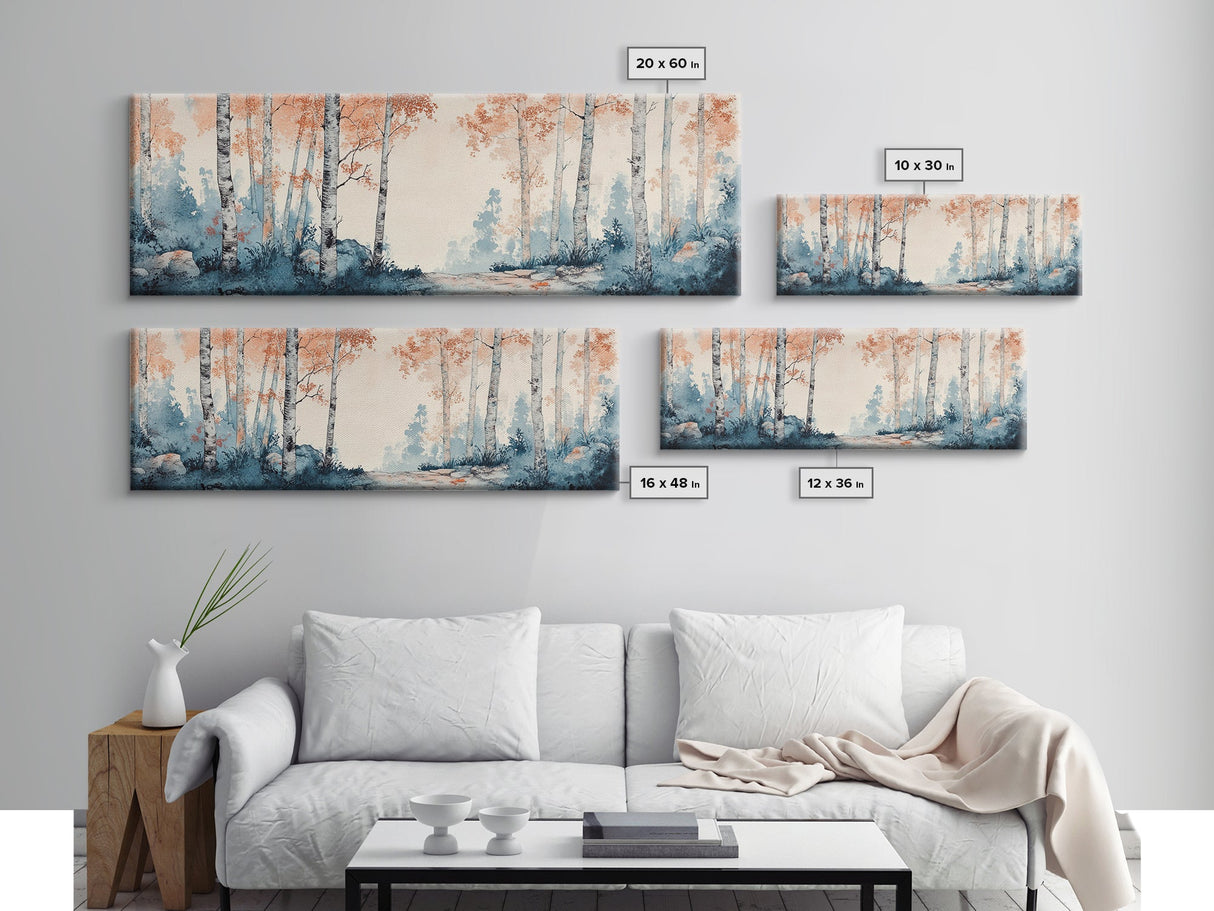 Original Birch Forest Oil Painting Print, Birch Tree Art, Birch Tree Painting, Panoramic Wall Art, Centerpiece Art, Statement Piece Art, Custom Art