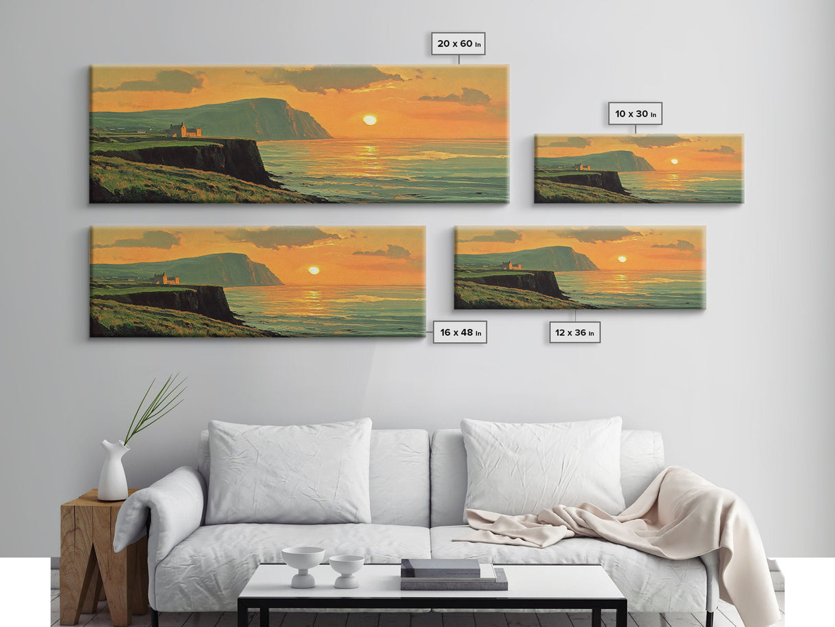 Ireland Painting Print Cliffs of Moher, Framed Canvas Print, Wood Framed Wall Art, Ireland Painting, Ireland Decor, Art of Ireland