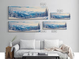 Winter Forest Landscape Painting Print, Horizontal Wall Art, Pine Tree Forest Covered in Snow, Mountain Painting, Mountain Landscape Art