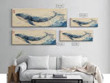 Japanese Style Wabi Sabi Painting Canvas Print of a Whale | Nautical Decor | Animal Print | Ocean Art | Whale Wall Art | Whale Decor