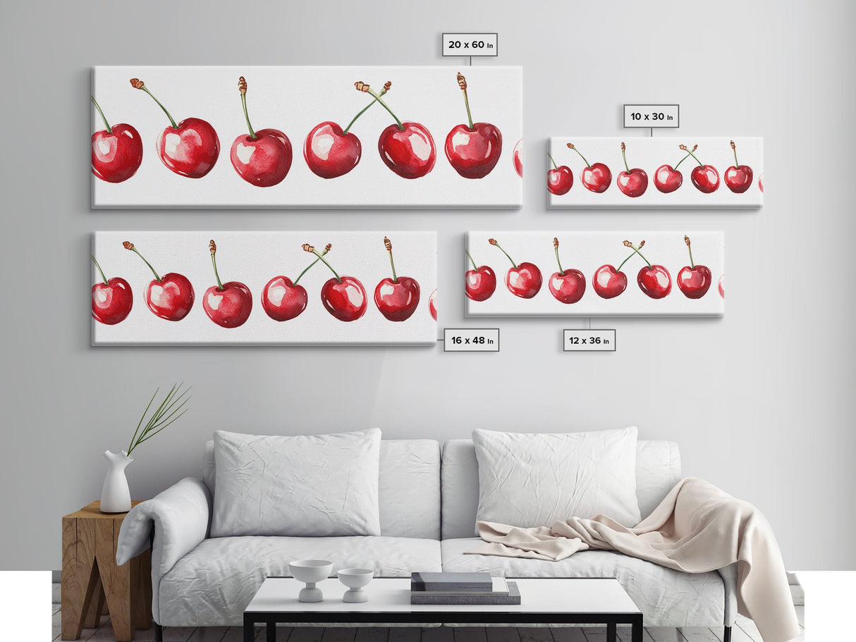 Panoramic Cherry painting Print - Kitchen Home Decor - Trendy Dorm Room Wall Art - Dining Room Decor - Cherry Art - Cherry Painting