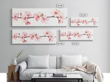 Panoramic Cherry Blossoms Painting Print - Oil Painting Canvas Print of Cherry Blossoms - Elegant Japanese Cherry Blossoms Painting