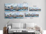 Nantucket Massachusetts Wall Art Framed Canvas Print, Nantucket Painting, Nantucket Nautical Decor, Nautical Landscape Painting