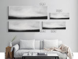 The Sea is Calm Panoramic Canvas Print, Seascape Painting, Black and White Nautical Art, Moody Decor, Muted Art, Subdued Art