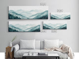 Indigo and Emerald Green Blue Ridge Mountains, Framed Canvas Print, Panoramic Home Decor, Horizontal Art, Mountain Landscape Painting
