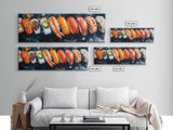 Wabi Sabi Sushing Painting Print, Panoramic Wall Art, Kitchen Decor, Restaurant Wall Art, Restaurant Decor, Sushi Art, Food Painting