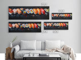 Retro Sushi Painting Print, Canvas Art, Kitchen Decor, Dining Room Decor, Eclectic Home Decor, Food Lover Gift, Japanese Style Decor