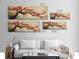 Panoramic Japanese Maple Tree Wall Art Canvas Print, Maple Tree Art, Fall Decor, Fall Wall Art, Wabi Sabi Japanese Style Maple Tree Painting