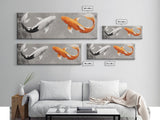 Koi Fish Painting Print, Panoramic Wabi Sabi Wall Art, Horizontal Art, 24x72 Art, Oversized Wide Wall Art, Koi Fish Wall Art