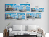 Panoramic Nautical Painting Print of Maine, Beach Art, Beach Decor, Seascapes Painting, Nautical Landscape Painting, Horizontal Art