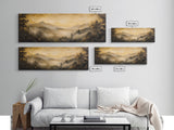 Fog Over The Blue Ridge Mountains Watercolor North Carolina Landscape Wall Art, Appalachian Highlands Canvas Print Nature Fine Artwork
